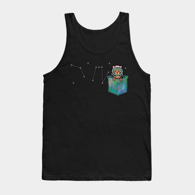 Grumpy galaxy bengal cat in pocket with space helmet Tank Top by Meakm